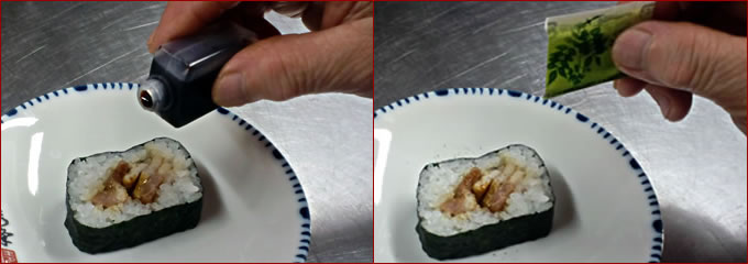 【豚かばの巻き寿司】美園自慢の寿司飯と特製タレと炭火で焼き上げた『豚のかば焼き』を使用した巻き寿司
